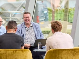 Group discussion in the lobby