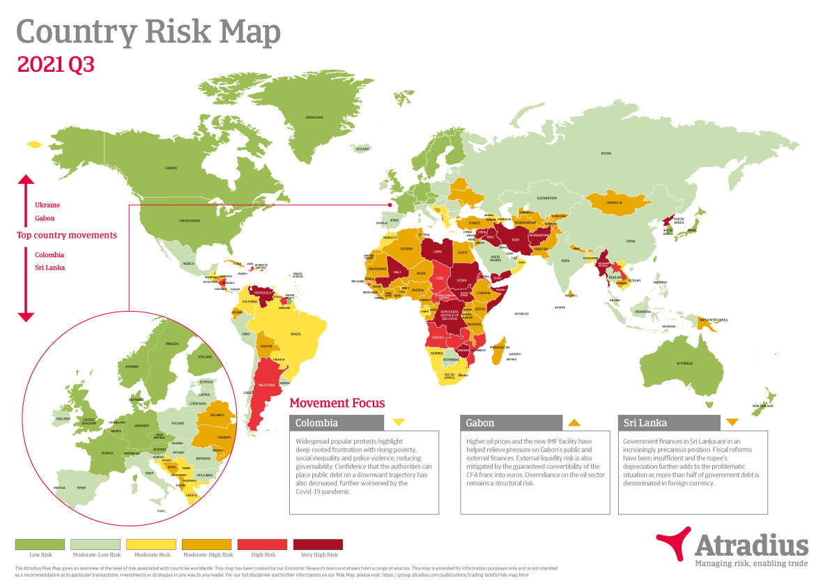 Carte des Risques Pays Atradius Q3 2021