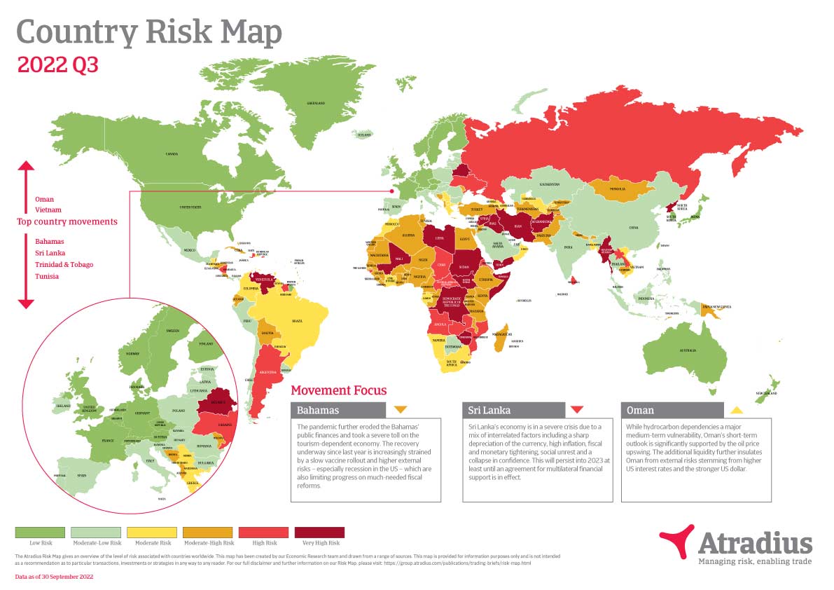 Carte des risques pays - Q3 2022