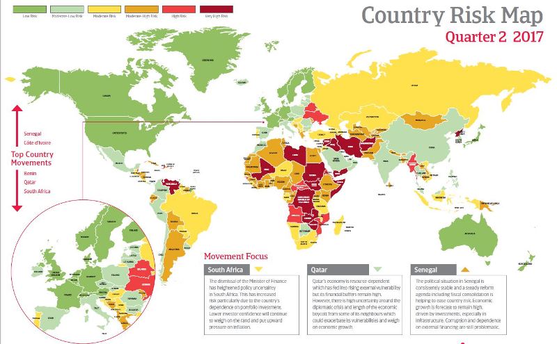 Carte des Risques Pays Atradius Juillet 2017