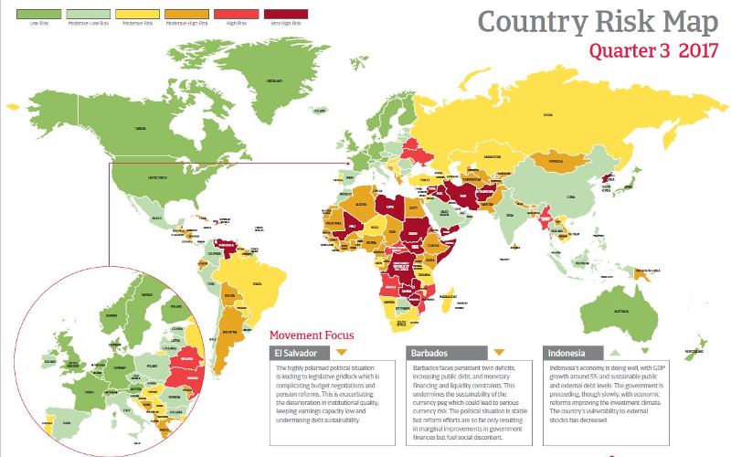 Carte des Risques Pays Atradius Octobre 2017